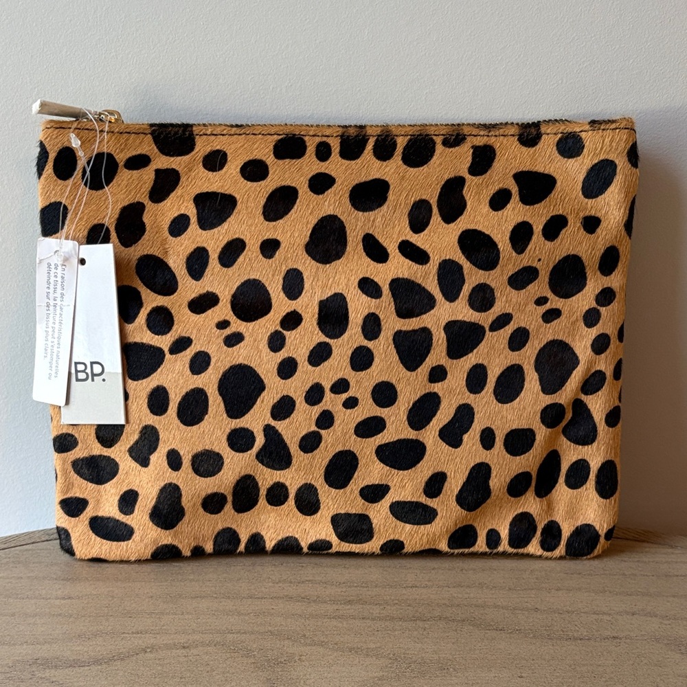 BP. Leopard Spot Zip Pouch in Tan and Black